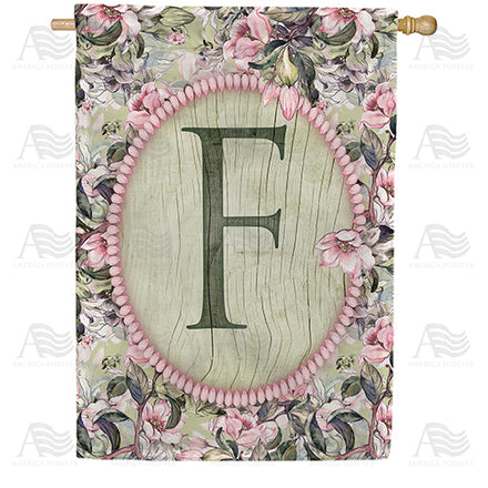 America Forever Pink Petals Monogram House Flag