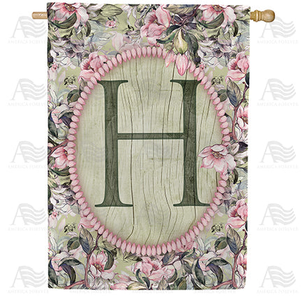 America Forever Pink Petals Monogram House Flag