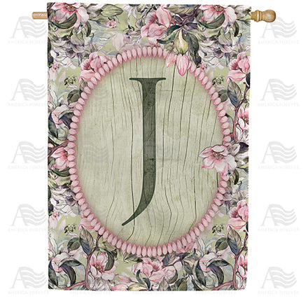 America Forever Pink Petals Monogram House Flag