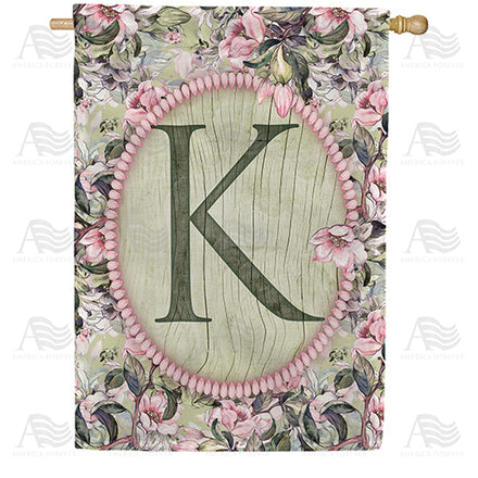America Forever Pink Petals Monogram House Flag