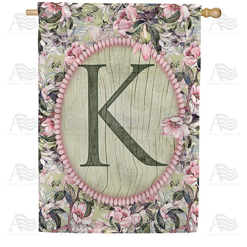America Forever Pink Petals Monogram House Flag
