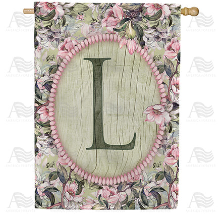 America Forever Pink Petals Monogram House Flag