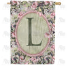 America Forever Pink Petals Monogram House Flag