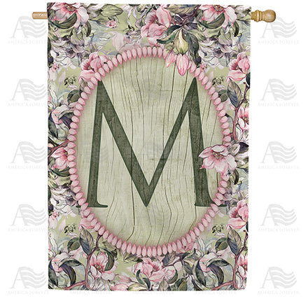 America Forever Pink Petals Monogram House Flag