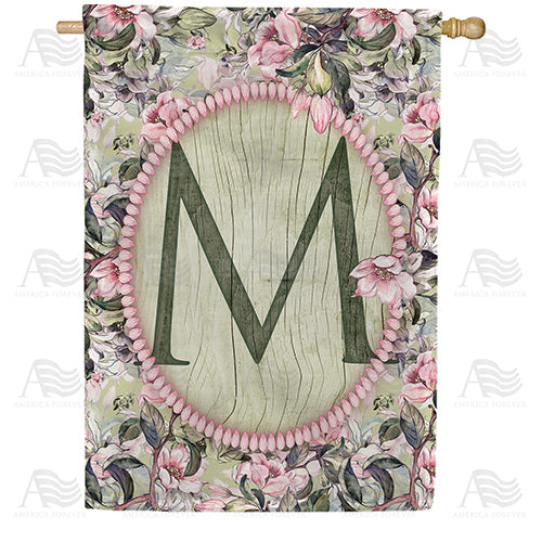 America Forever Pink Petals Monogram House Flag