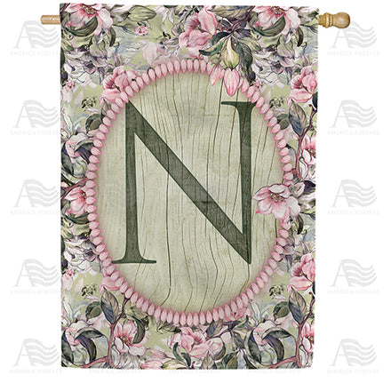 America Forever Pink Petals Monogram House Flag