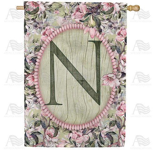 America Forever Pink Petals Monogram House Flag
