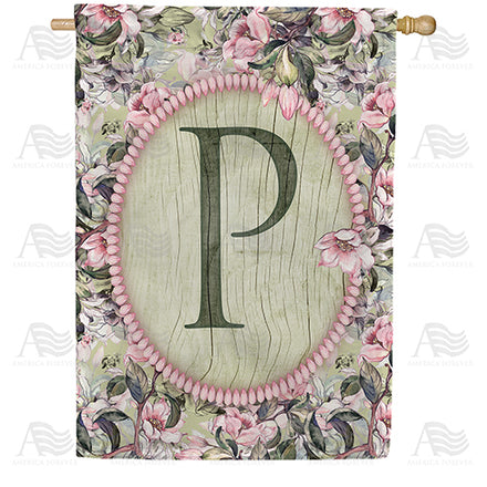 America Forever Pink Petals Monogram House Flag