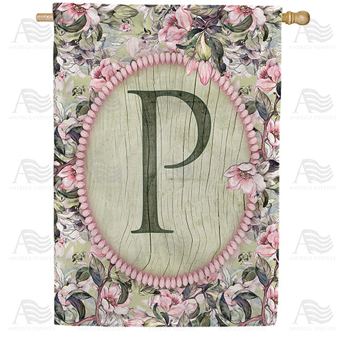 America Forever Pink Petals Monogram House Flag