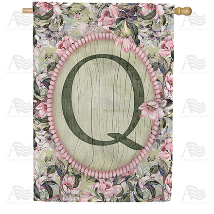 America Forever Pink Petals Monogram House Flag