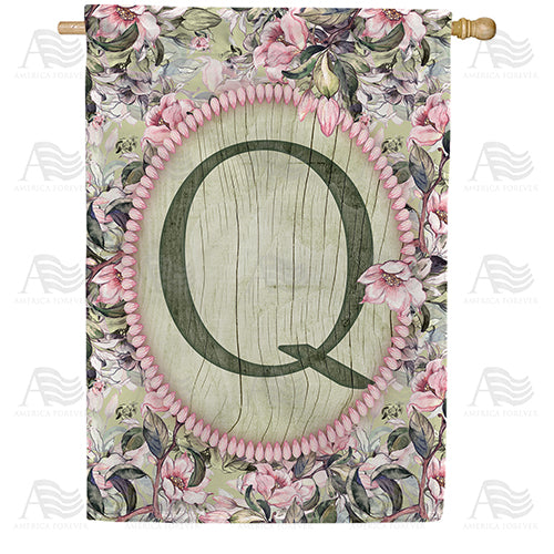 America Forever Pink Petals Monogram House Flag