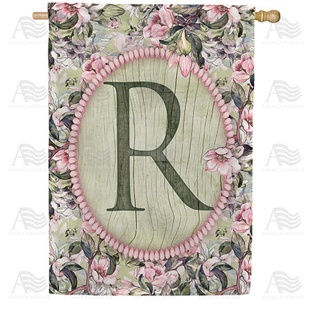 America Forever Pink Petals Monogram House Flag