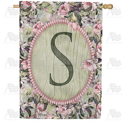 America Forever Pink Petals Monogram House Flag