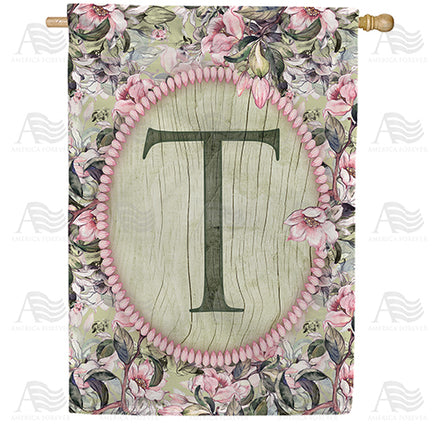 America Forever Pink Petals Monogram House Flag