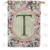 America Forever Pink Petals Monogram House Flag