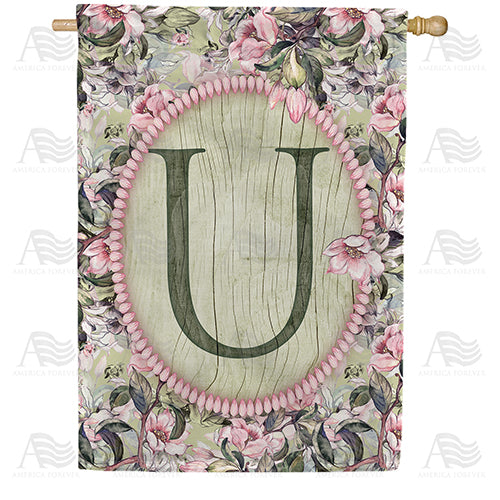 America Forever Pink Petals Monogram House Flag