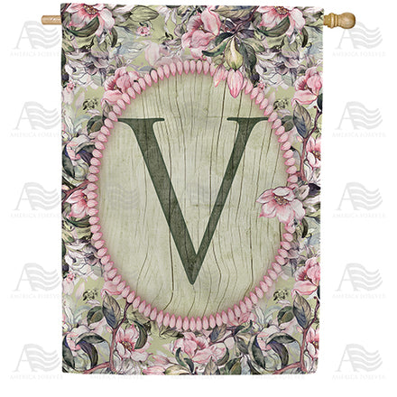 America Forever Pink Petals Monogram House Flag