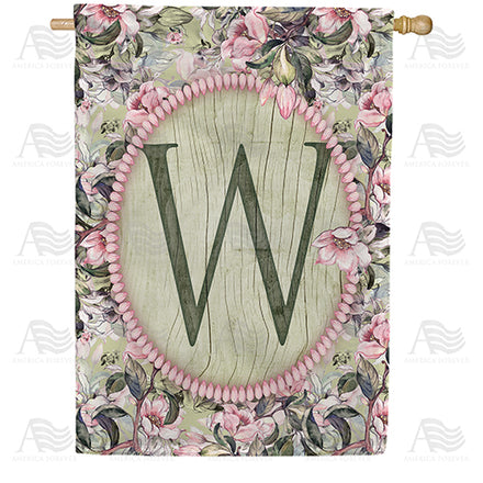 America Forever Pink Petals Monogram House Flag