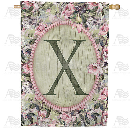 America Forever Pink Petals Monogram House Flag