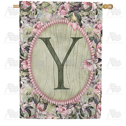 America Forever Pink Petals Monogram House Flag