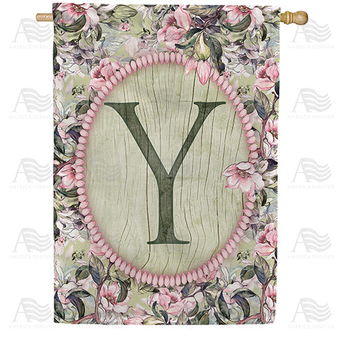 America Forever Pink Petals Monogram House Flag