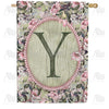 America Forever Pink Petals Monogram House Flag