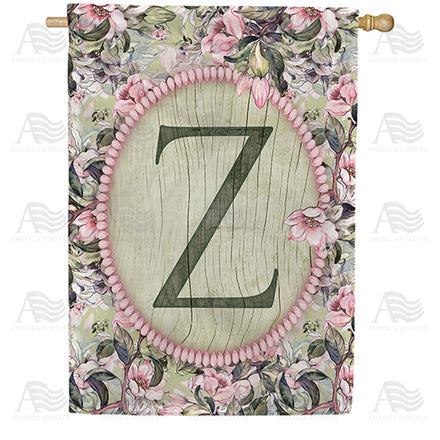 America Forever Pink Petals Monogram House Flag