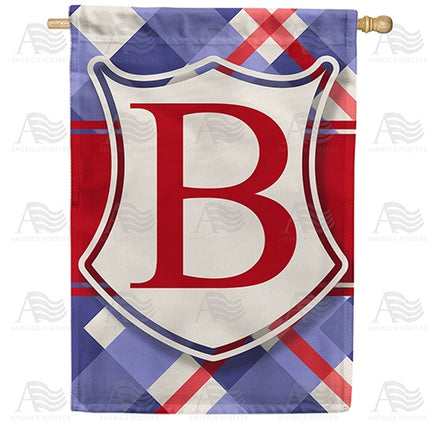 Patriotic Shield Monogram House Flag