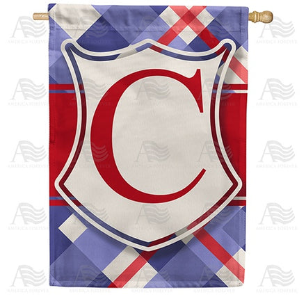 Patriotic Shield Monogram House Flag