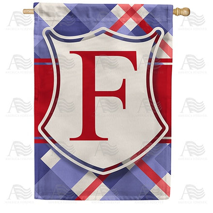 Patriotic Shield Monogram House Flag