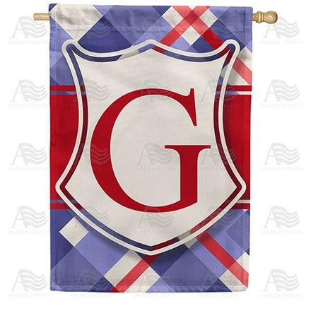 Patriotic Shield Monogram House Flag