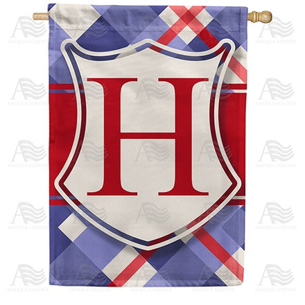 Patriotic Shield Monogram House Flag