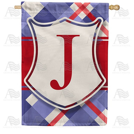 Patriotic Shield Monogram House Flag