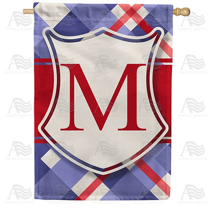 Patriotic Shield Monogram House Flag