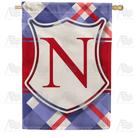 Patriotic Shield Monogram House Flag