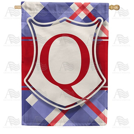 Patriotic Shield Monogram House Flag