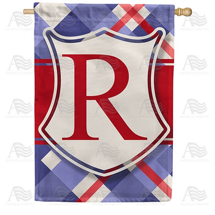 Patriotic Shield Monogram House Flag