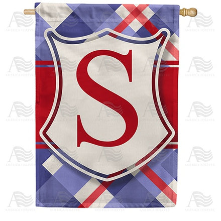 Patriotic Shield Monogram House Flag