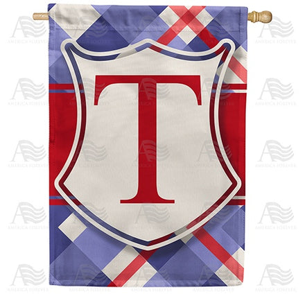 Patriotic Shield Monogram House Flag
