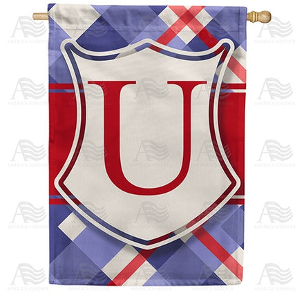 Patriotic Shield Monogram House Flag