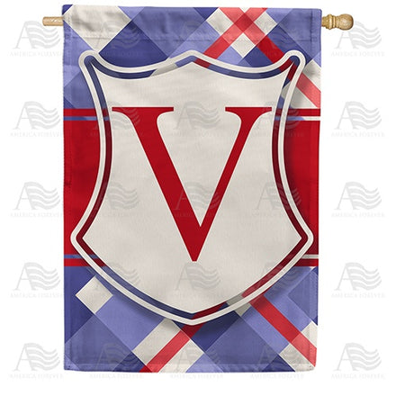 Patriotic Shield Monogram House Flag