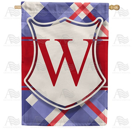 Patriotic Shield Monogram House Flag