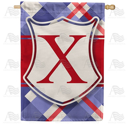 Patriotic Shield Monogram House Flag