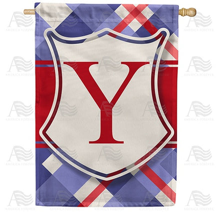Patriotic Shield Monogram House Flag