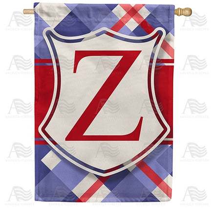 Patriotic Shield Monogram House Flag