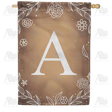 America Forever Bronze Floral Monogram House Flag