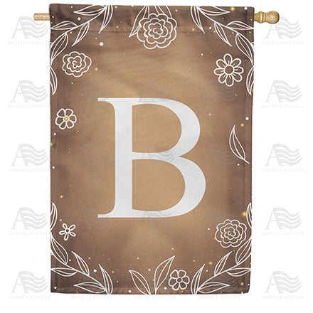 America Forever Bronze Floral Monogram House Flag