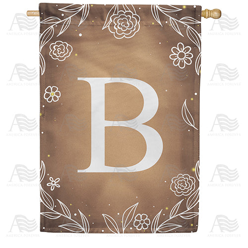 America Forever Bronze Floral Monogram House Flag