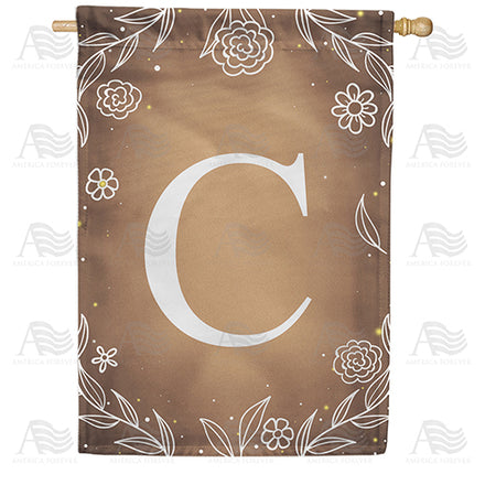 America Forever Bronze Floral Monogram House Flag