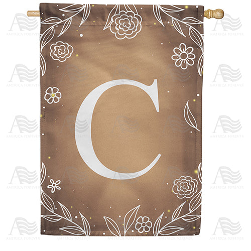 America Forever Bronze Floral Monogram House Flag